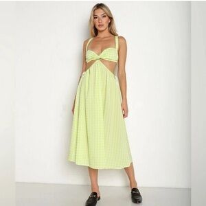 NWT For Love & Lemons Green Maureen Midi Dress Small